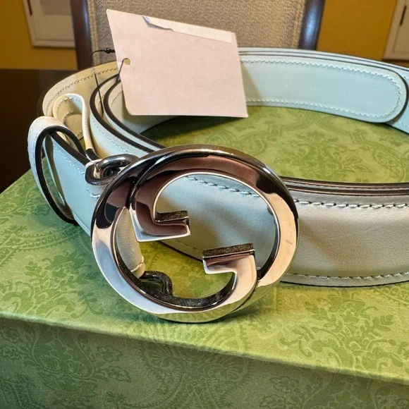 New Gucci GG Logo Buckle IvoryLeather Belt Size 48 / 120 cm Fits a Waist 42 - 48 - Picture 4 of 11
